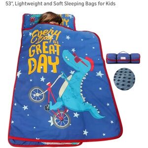 Kids Blue Dinosaur Sleeping Bag mat